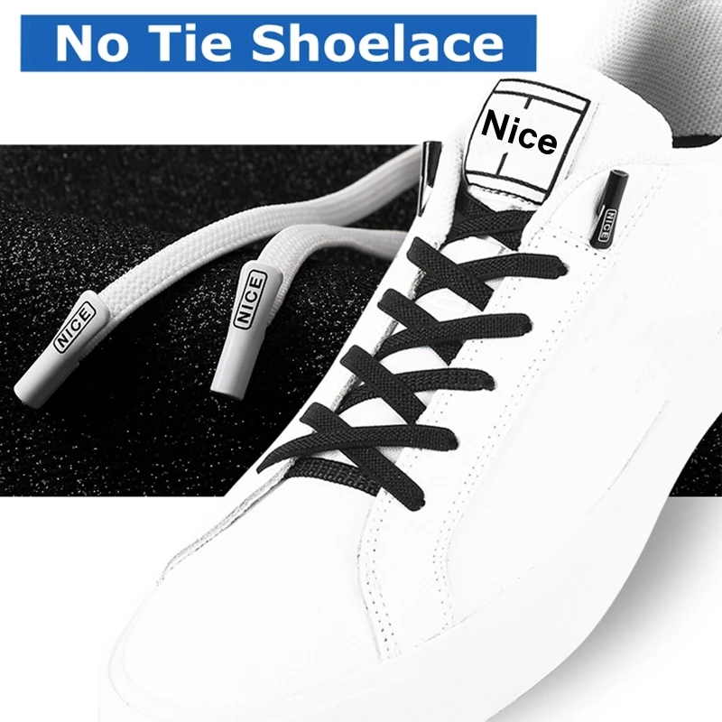 1 Pair No Tie Shoelace Elastic Shoelaces Leisure Sneakers Quick Flat Shoelaces Lazy Shoe Laces Nice Buckle Kids and Adult Unisex