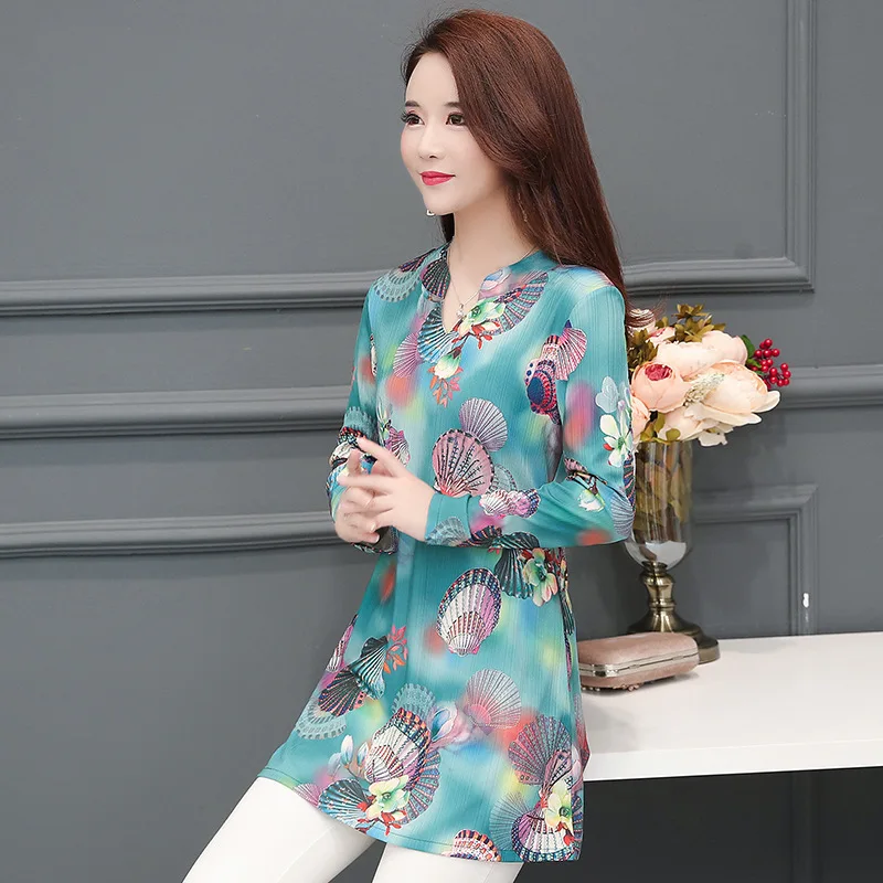 Plus Size 5XL Boho Style Women Chiffon Long Sleeve Shirts Office Ladies Work Floral Printed Blouses Loose Breathable L Shirt | Женская