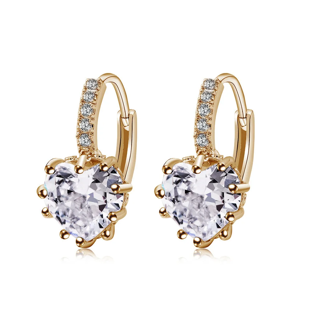 

New Fashion Earrings AAA Zircon Earrings Peach Heart Multicolor Jewelry for Women Stainless Steel