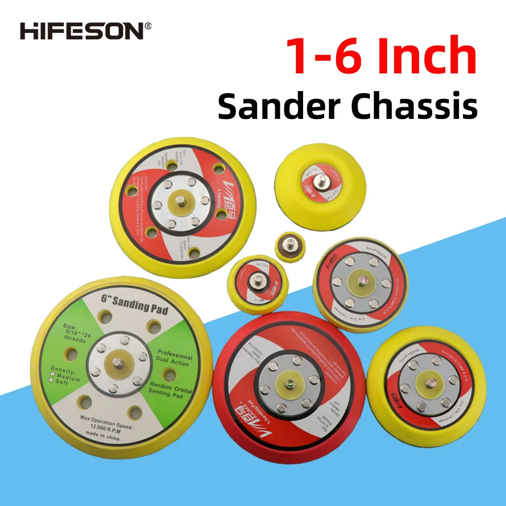 

HIFESON High Quality 1/2/3/4/5/6" Sandpaper 6-hole Brushed Smooth Chassis Polished Sanding Disc Velcro Tray 8/10MM Thread