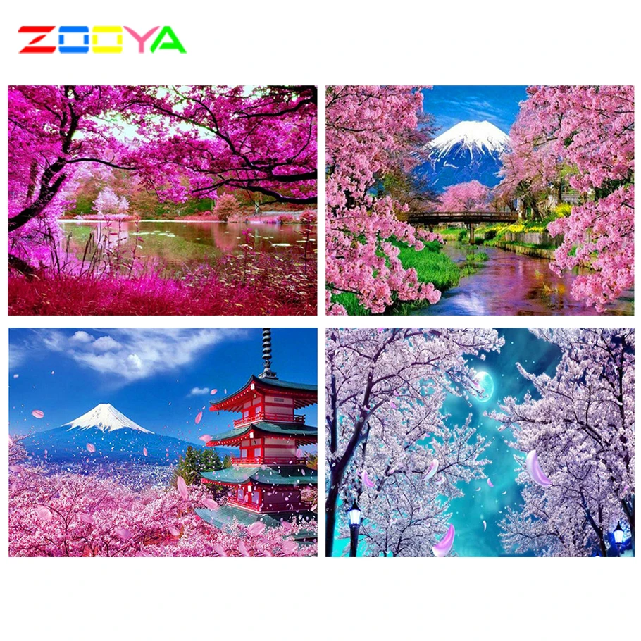 Zooya алмазная живопись Сакура Алмазная вышивка 5D крестиком мозаика подарок ручная