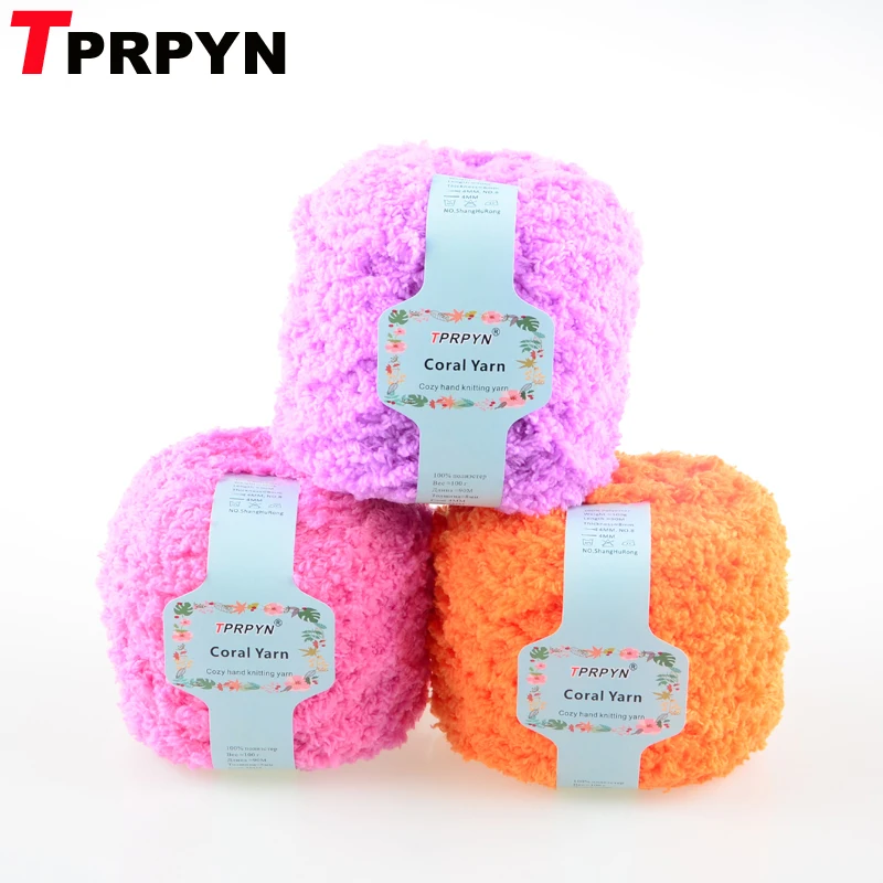 TPRPYN 1 шт. = 100 г 90 м Коралловая флисовая вязаная пряжа для вязания Полиэстеровая