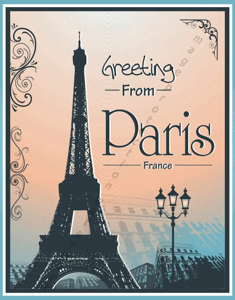 

GREETING FROM PARIS FRANCE METAL TIN SIGN POSTER WALL PLAQUE