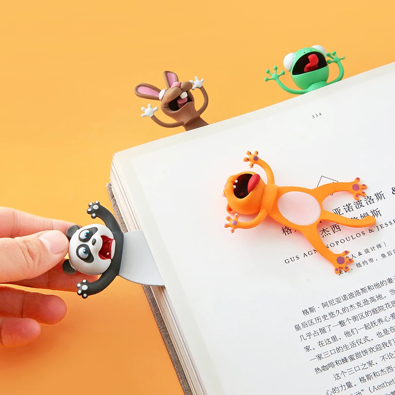 

1pcs Creative 3D Stereo Bookmark for Book Reading Cartoon Animal Marker Cute Panda Dog Shark Page Hold Kids Gifts School