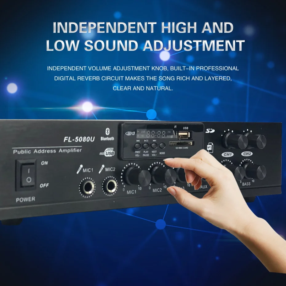 FL-5080U 80 Вт 2 зоны усилитель bluetooth усилитель мощности мини-усилитель звука bluetooth система общественного адреса