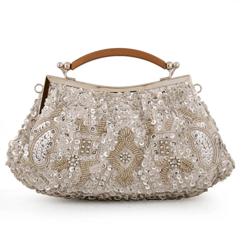 

High Quality Women's Beaded Evening Bag Wedding Purse Bridal Prom Party Handbag Popular Headed Sparkling Bag Rhinestone Clutch