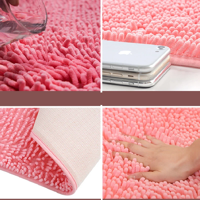 

40*60cm Thicken Chenille Bath Mat Water Absorbent Bathroom Rug Carpet for Living Room Non-slip Floor Mat Tapete 9 Colors