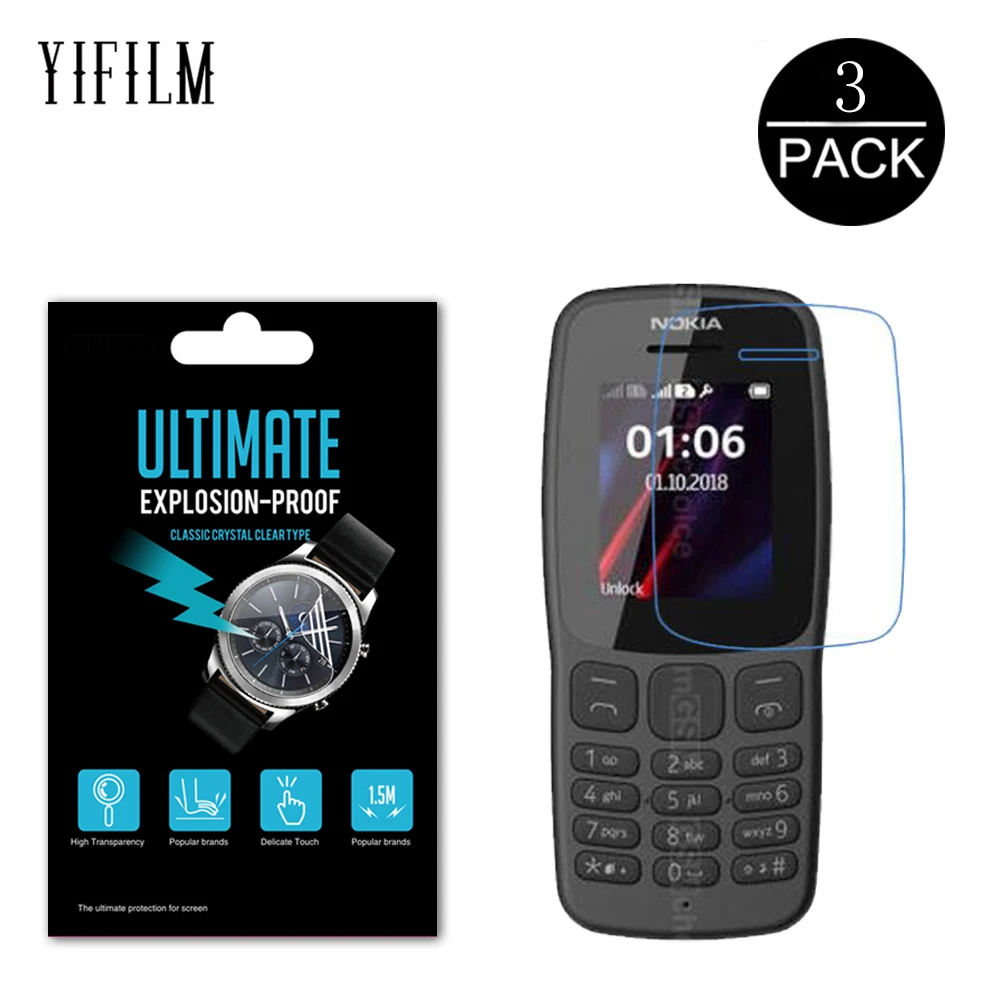 

3Pcs 0.15mm 5H HD Explosion-Proof PET Film For Nokia 106 2018 Screen Protector Clear Scratch Resistant Anti-Water Film Not Glass