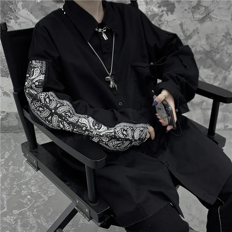 

oversize black ulzzang BF punk style tops women spring fall shirt Arrival Korean fashion pockets loose Solid long sleeve blouses