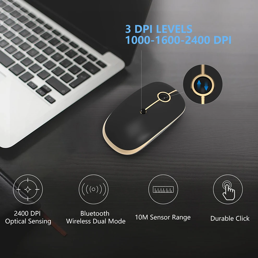 Jelly Comb, два режима, 4,0, Bluetooth и 2,4 ГГц, USB, нано приемник, беспроводная мышь для ПК, ноутбука, 2400 dpi, игровая мышь, бесшумные мыши