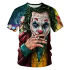 Мужские и женские повседневные летние топы, футболка с забавным 3D-принтом лица клоуна, модная футболка с коротким рукавом для мальчиков и девочек, 2021
