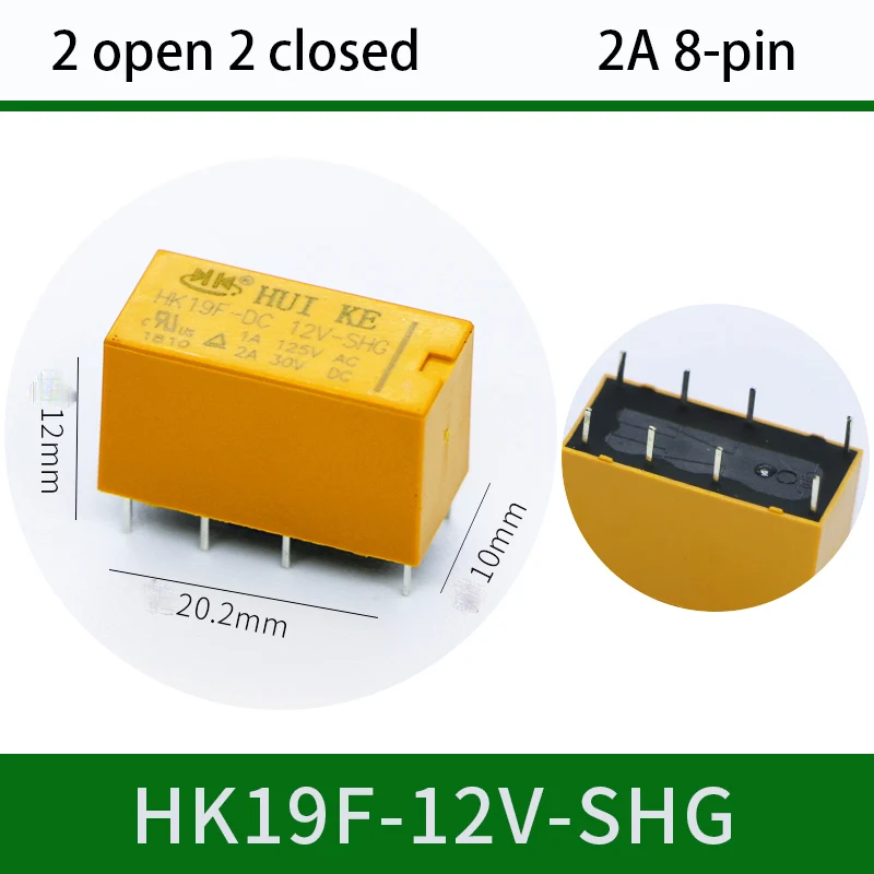 

Электромагнитное реле HK19F-DC12V-SHG 8 контактов 2А