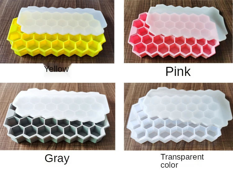 

SILIKOLOVE Honeycomb Ice Cube Trays with Removable Lids Silica Gel Ice Cube Mold BPA Free