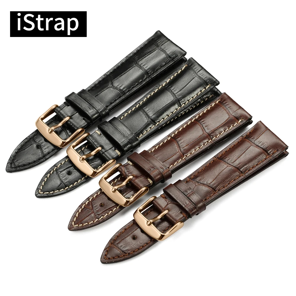 Ремешок для часов из натуральной кожи с пряжкой под розовое золото | Наручные