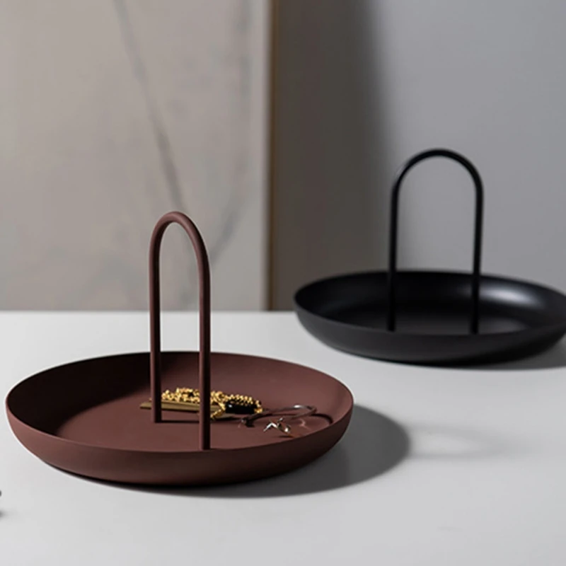 

Round Jewelry Tray Living Room Kitchen Table Living Room Kitchen Table Meal Ring Trays Storage Sofa Tray with Handle Decor