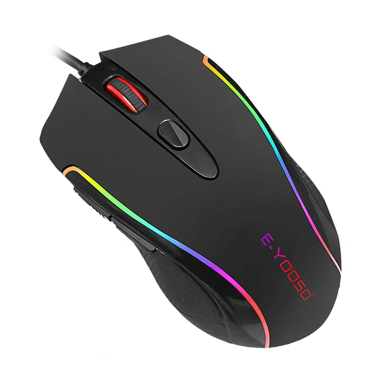 Мышь игровая Проводная с RGB-подсветкой 6 программируемых кнопок 6400 DPI | Компьютеры