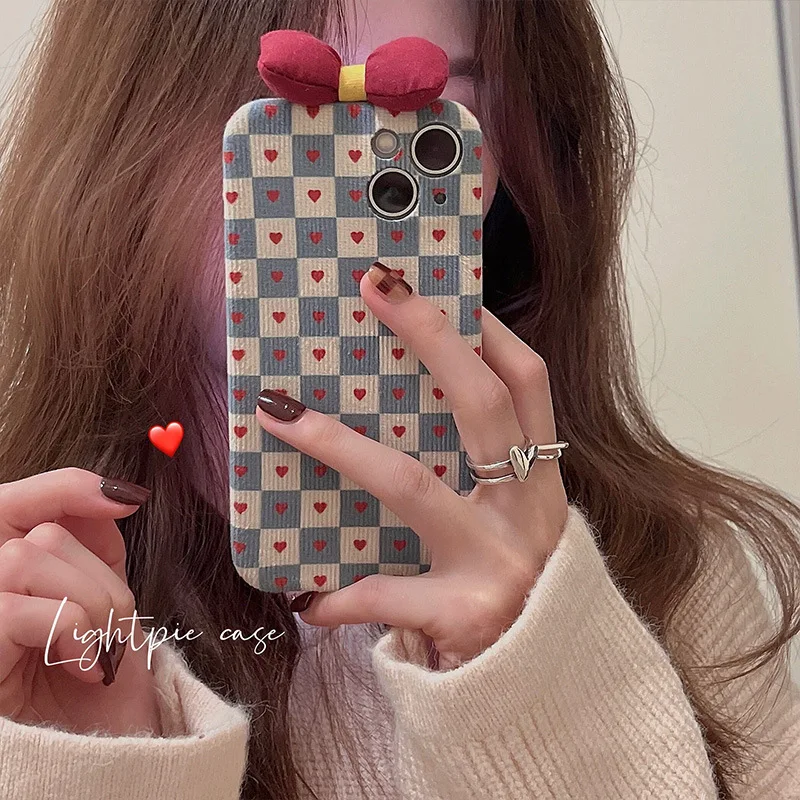 

Ins Red Bow Phone Case for IPhone 11 12 13 Pro SE 2 Case Silicone Full Protect Soft Cover for IPhone X XR XS Max Pro Case