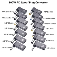 100w pd spoof plug converter type c female to 7 4x5 0mm 4 5x3 0mm 5 5x2 5mm male laptop dc output jack connector