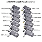 Штекерный конвертер 100 Вт PD, Штекерный разъем типа C на 7,4x5,0 мм 4,5x3,0 мм 5,5x2,5 мм, Штекерный разъем постоянного тока для ноутбука