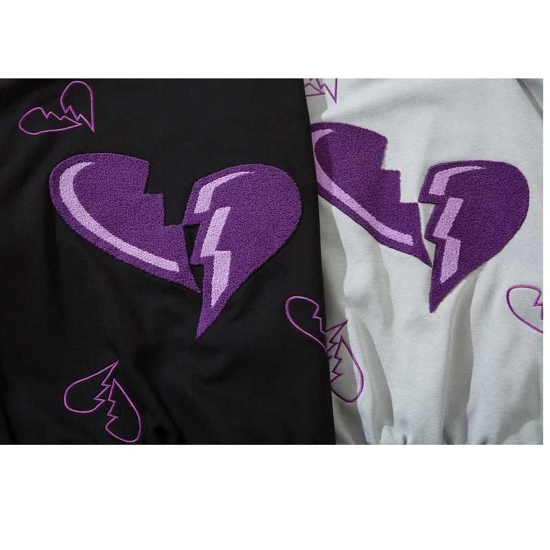 

THE NLMU Hip Hop Vintage Varsity Baseball Jacket Men Broken Heart Embroidery Jackets Harajuku Coats Unisex Clothing WY952