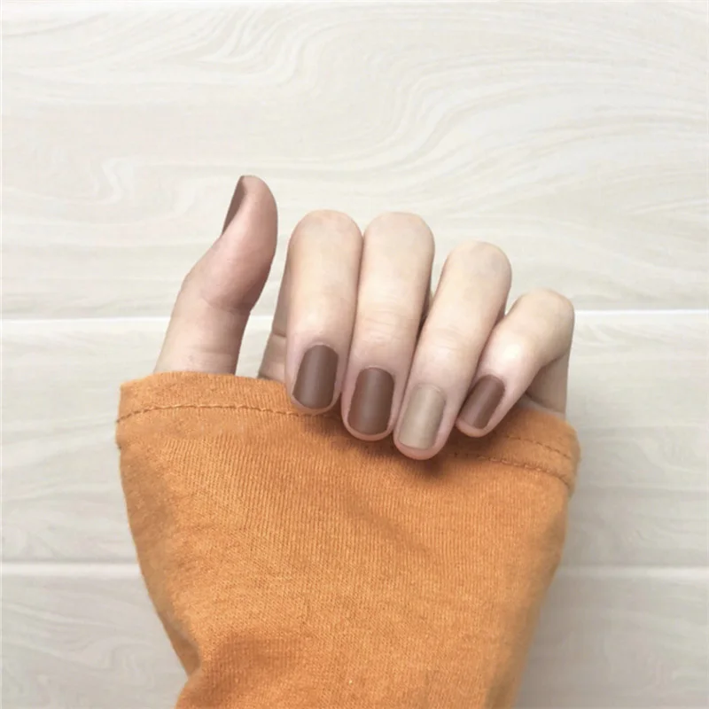 style12 24 шт., матовые розовые накладные ногти для девушек, корейских женщин, инструмент для маникюра и красоты, чистый цвет, Короткие квадратные накладные ногти, сделай сам, украшение - Цвет: style12