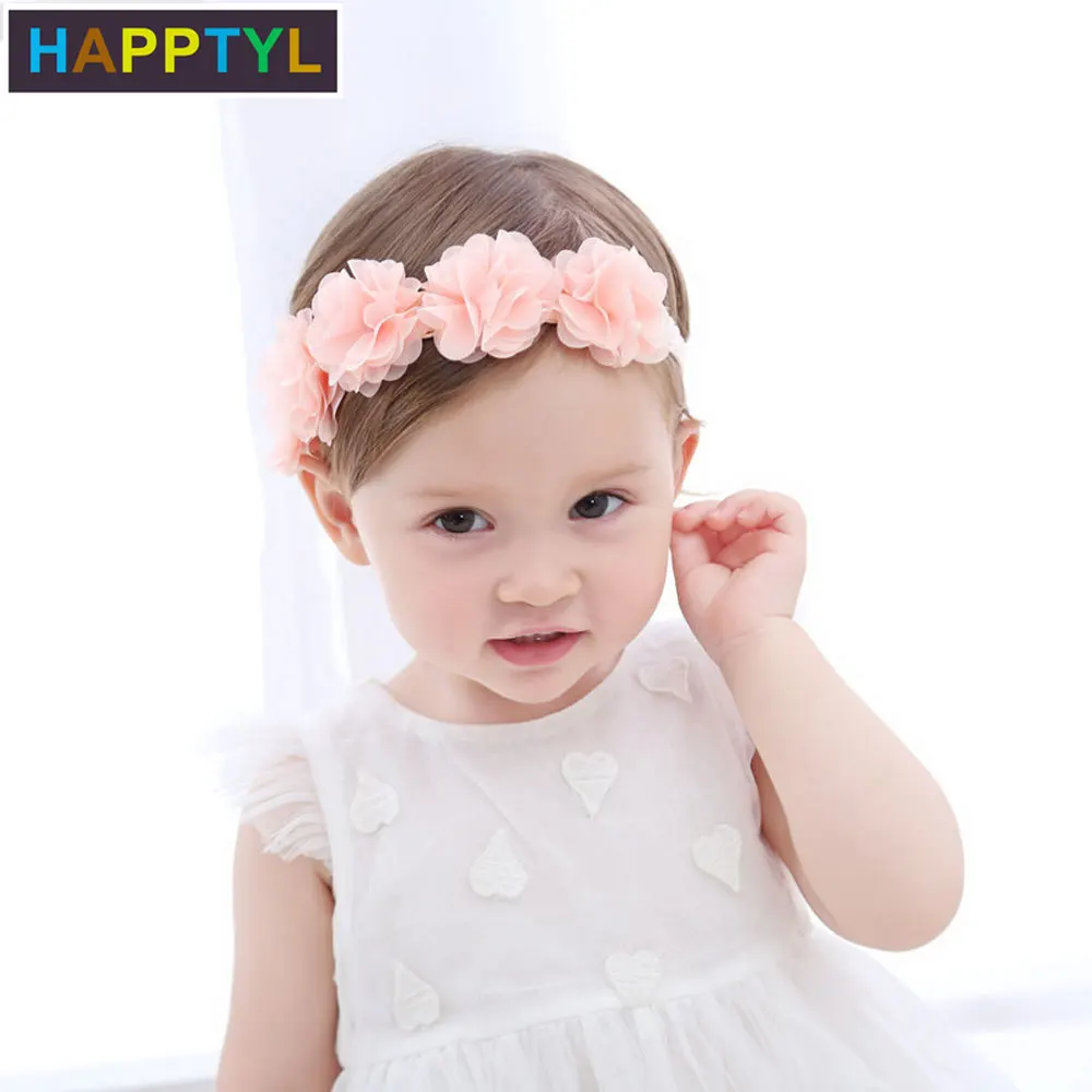 HAPPTYL 1 шт. шифоновая Цветочная повязка на голову для новорожденного младенца