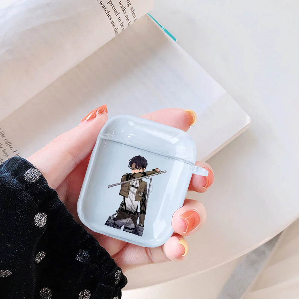 

Cool Levi Anime Japanese attack on Titan Clear Transparent Airpod Case for Airpods 1 2 Soft TPU Coque Earphone Cover Fundas