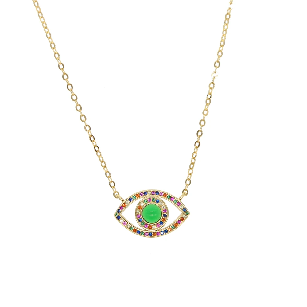 Золотая радужная/зеленый/розовый/красный/фианит Турецкий Дурной глаз кулон