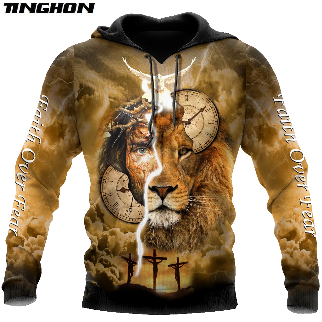 

Failth Over Fear Lion Jesus 3D All Over Printed Men Hoodie Unisex Casual Jacket Pullover Streetwear sudadera hombre WS66