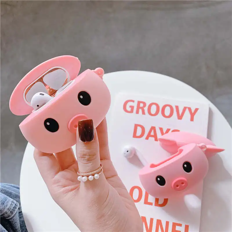 Для Apple AirPods Piggy Butt чехол 3D милый мультфильм о розовой свинье арбуз беспроводные наушники крышка для Airpods 2 Earpods аксессуары