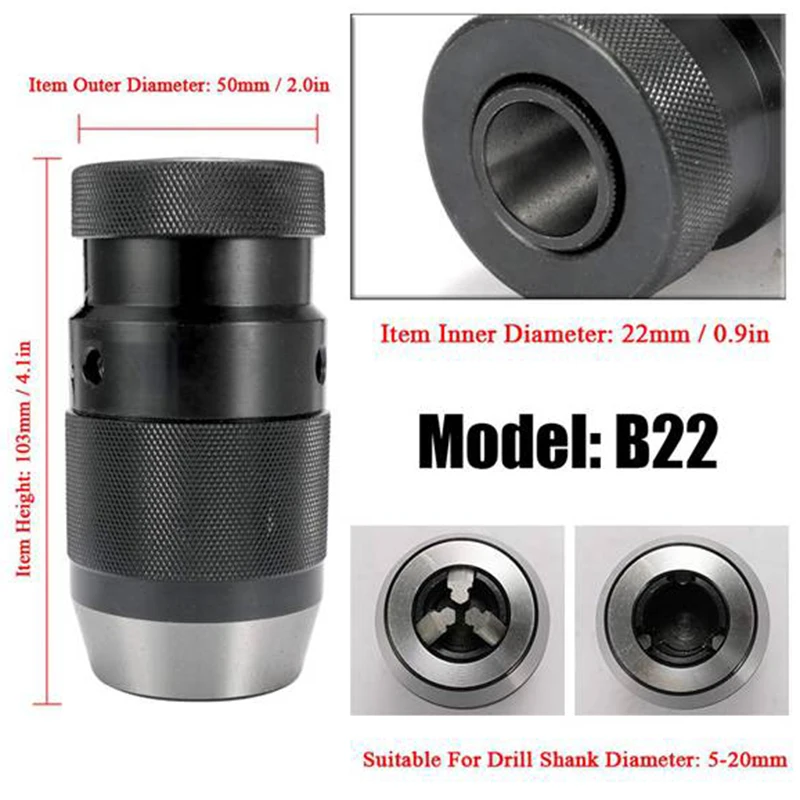 

Self Tighten Durable Lathe Tool MT2-B22 Arbor Accessories Keyless Drill Chuck for Drilling Machine Taper Drill Chuck