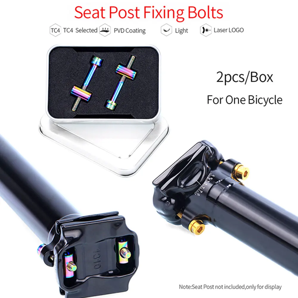 

2Pcs M5*30/40MM Bike Seat Post Fixed Bolts TC4 Titanium Alloy Seatpost Fixing Bolt Bicycle Screws Bike Parts