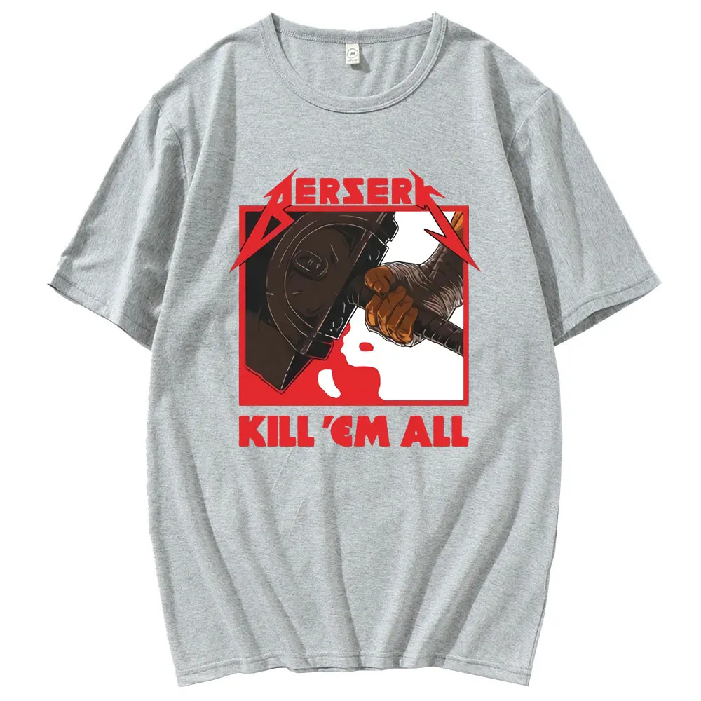 

2021 Japanese Anime Berserk Graphics Print Short Sleeve SSpring Summer Unisex Hipster Black T-shirt Male Retro Style T Shirt