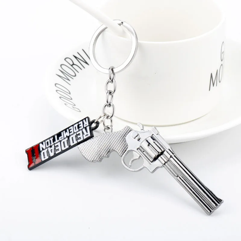 

Red Dead Redemption Key Chain Pistol Alloy Keychain Accessories Pendant Key Ring Charms Keychains for Ladies