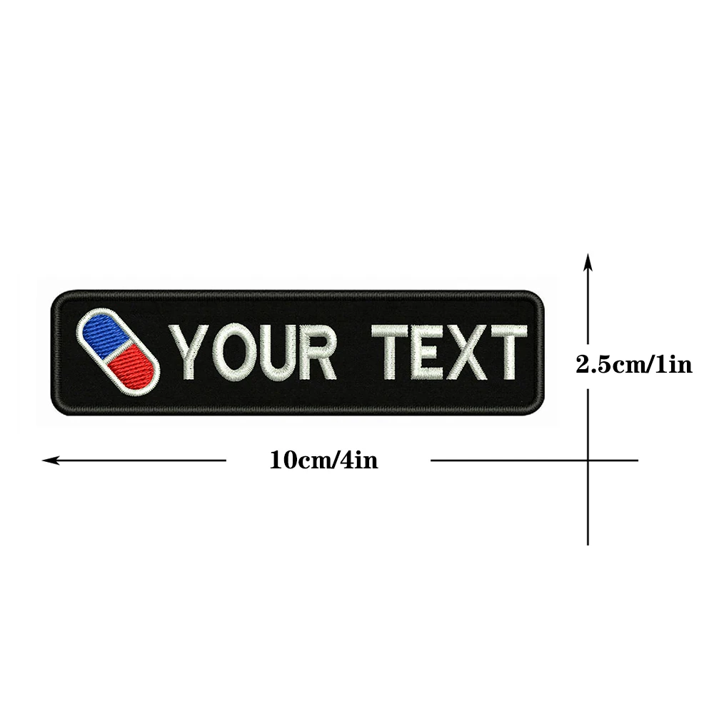 Таблетки логотип 10X2.5cm вышивка пользовательское имя заплатка с текстом полосы