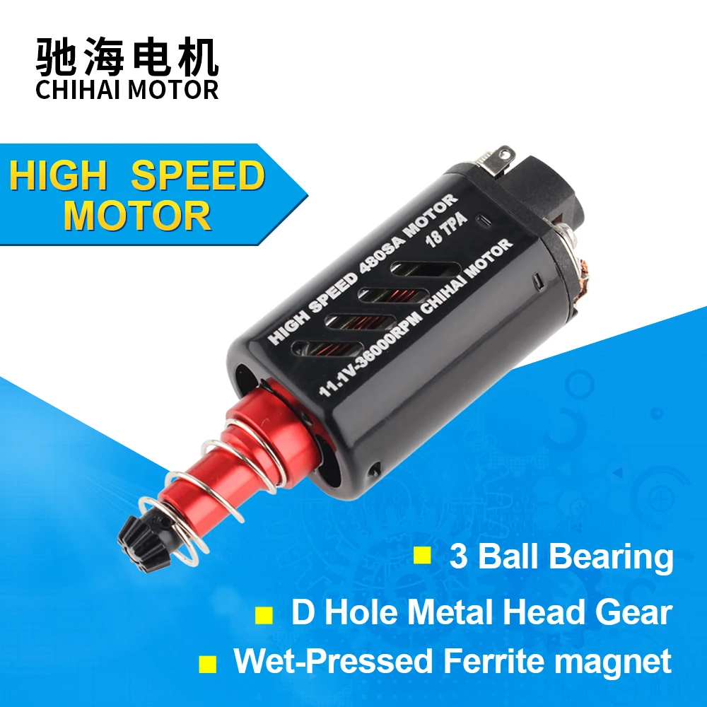 Двигатель Chihai CHF-480SA 18TPA, высокоскоростной двигатель AEG версия 2, двигатель редуктора 36000 об/мин, длинная ось для игрушечного гелевого бластера