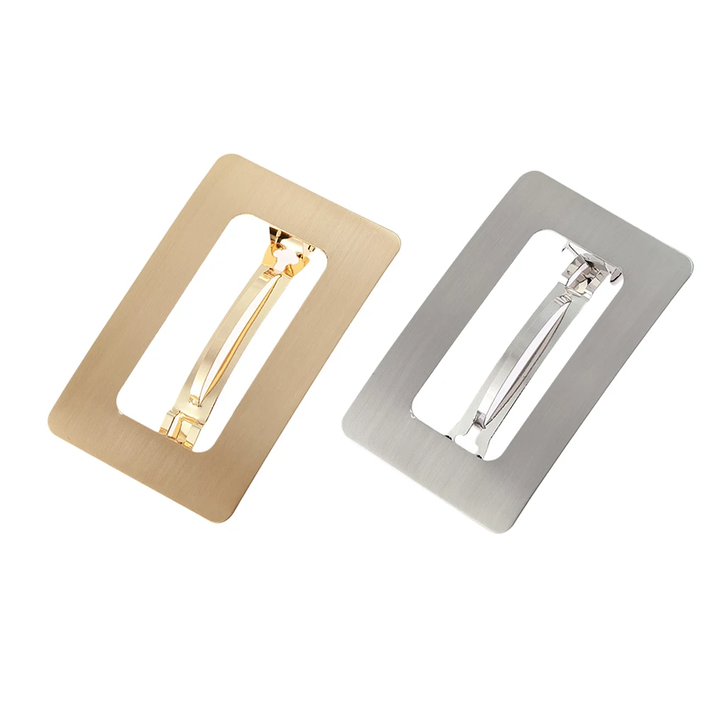 

Women Girl Brushed Metal Rectangle Hair Clip Barrette Clamp Hair Accessories
