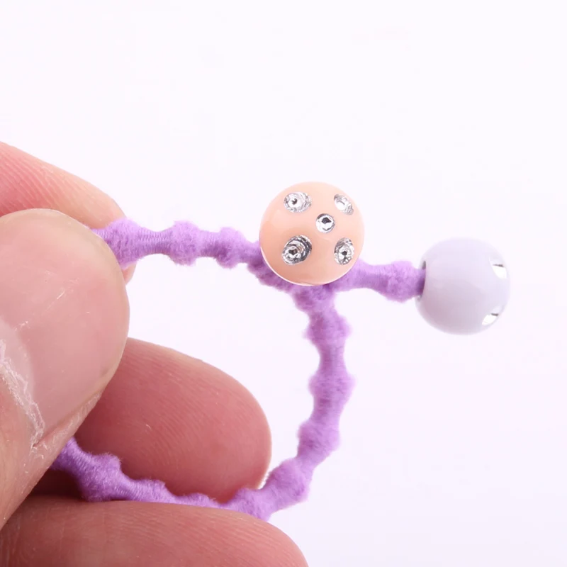2020 Newest Summer Hairdress For Girls Cute Multicolor Crystal Charms Beads Elastic Hair Bands Expandex Cotton Knots Rubber Band | Детская