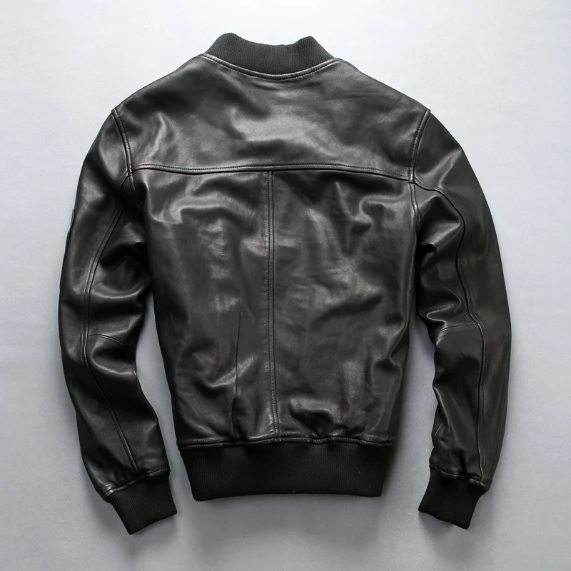 

Натуральная 2021 модная кожаная бейсбольная куртка для мужчин, высокое качество, цвета: черный, овчины кожаная куртка для мужчин Повседневный...