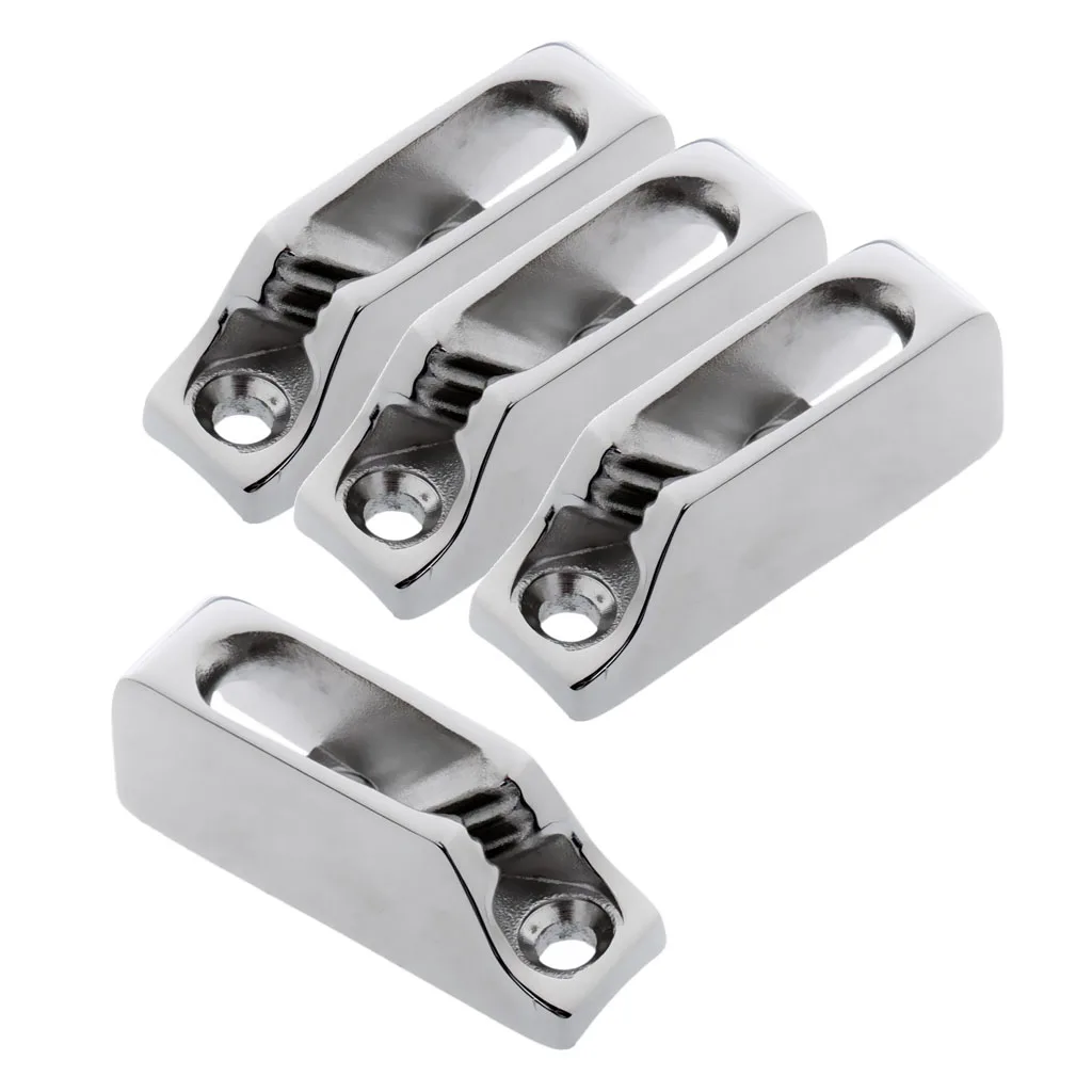 

4 Pack 316 Stainless Steel 1/8inch to 1/4inch Marine Rope Cleat for 3-6mm Boat Deck Lines 53*17*20mm Boat Accessories Marine