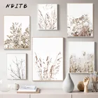 Скандинавская зимняя трава, природное растение, холст, плакат, минималистичное Ботаническое искусство, живопись, Настенная картина, Современное украшение для дома