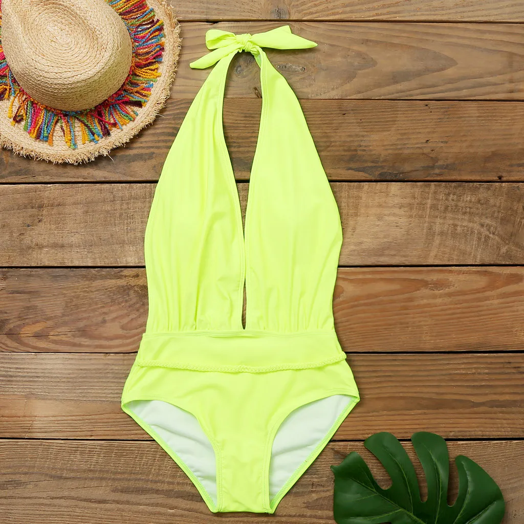 Женский купальник цельный темпераментный сексуальный глубокий v образный вырез