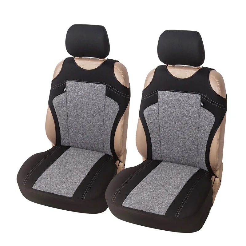 gray car seat cover Футболка, чехол для автокресла, универсальный, подходит для большинства транспортных средств, катионный материал, чехлы для передних сидений, 3 цвета на выбор, Декор, защита для автомобильных сидений - Название цвета: gray car seat cover