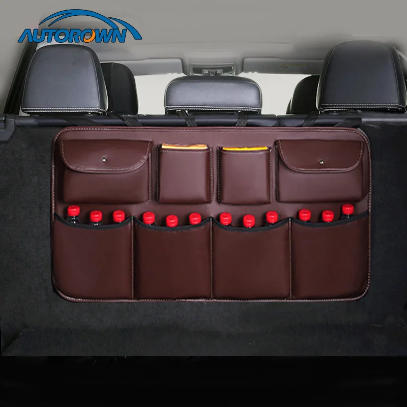

AUTOROWN Car Trunk Organizer PU Leather Car Rear Seat Back Storage Bag Multi-use Automobile Seat Back Organizers Universal Size