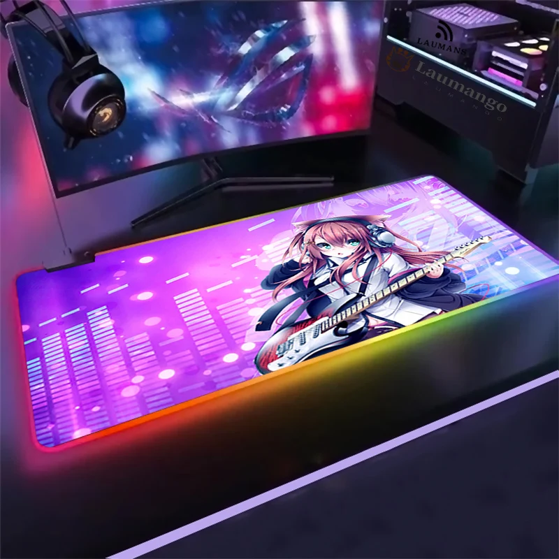 

Mouse pad rgb anime guitar large Locking Edge Keyboard pad LED Light USB Mice 7 Dazzle Colors gaming desk accessories mousepad