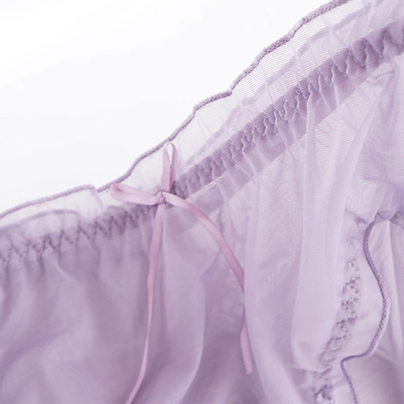 Women's Sexy Panties Large Sizes Summer New Thin Transparent Mesh Fake Silk Underwear for Women Briefs Plus Size Panties