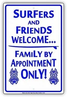 metal sign 8x12 inch surfers and friends welcome