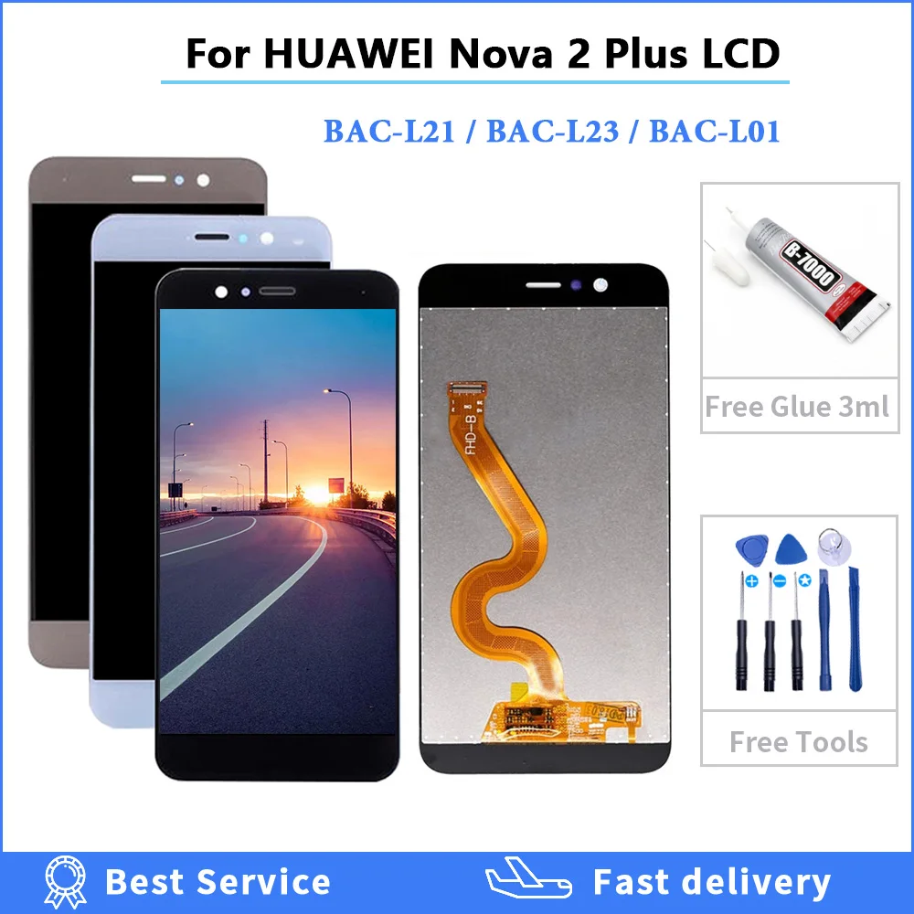 ЖК дисплей для Huawei Nova 2 Plus + BAC L21 L23 L01 сенсорный экран с дигитайзером и рамкой селфи