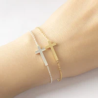 boho fashion chain jesus christian stainless steel bracelet women charm cross bracelets on hand girls jewelry wholesale