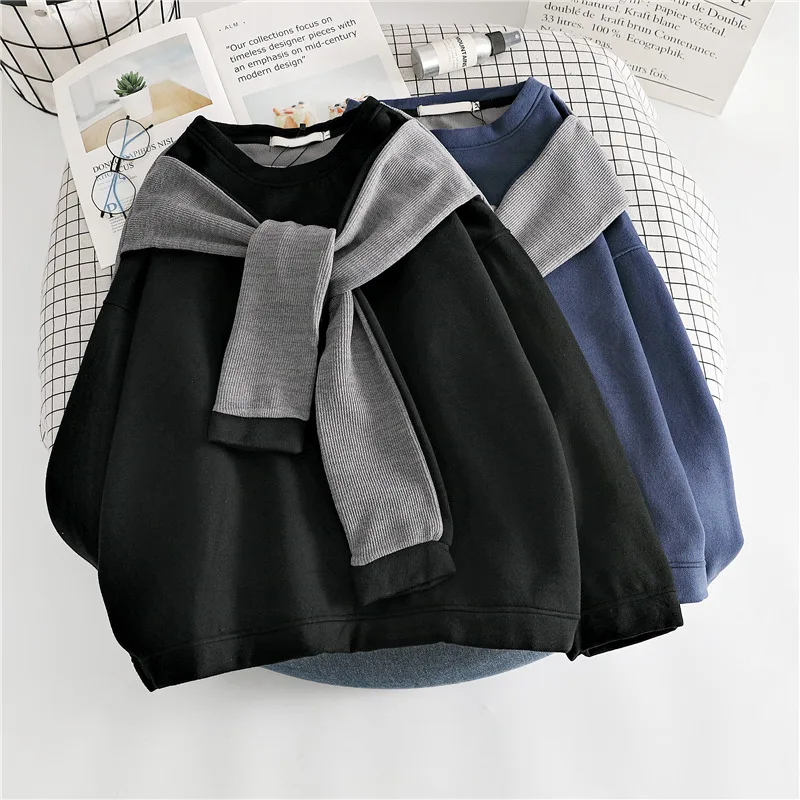 Свитшоты Женские винтажные с имитацией двух предметов стильная простая Осенняя